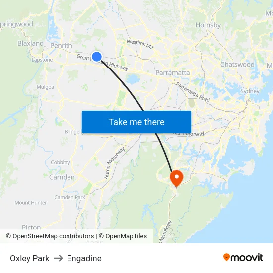 Oxley Park to Engadine map