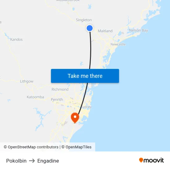 Pokolbin to Engadine map