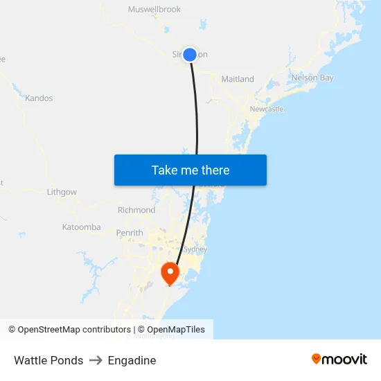 Wattle Ponds to Engadine map