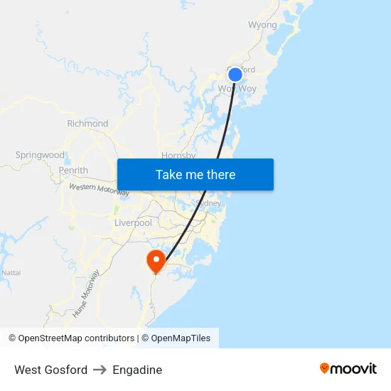 West Gosford to Engadine map