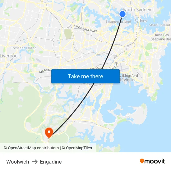 Woolwich to Engadine map
