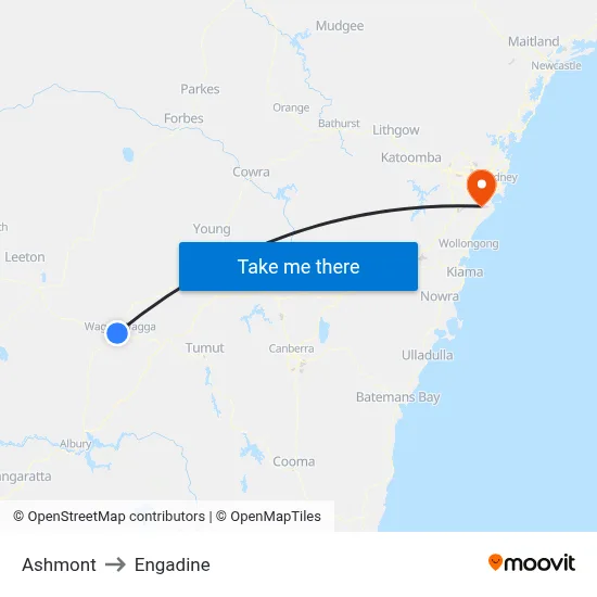 Ashmont to Engadine map