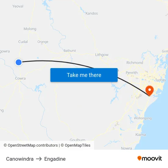 Canowindra to Engadine map