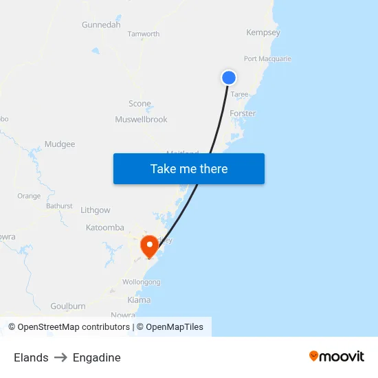 Elands to Engadine map