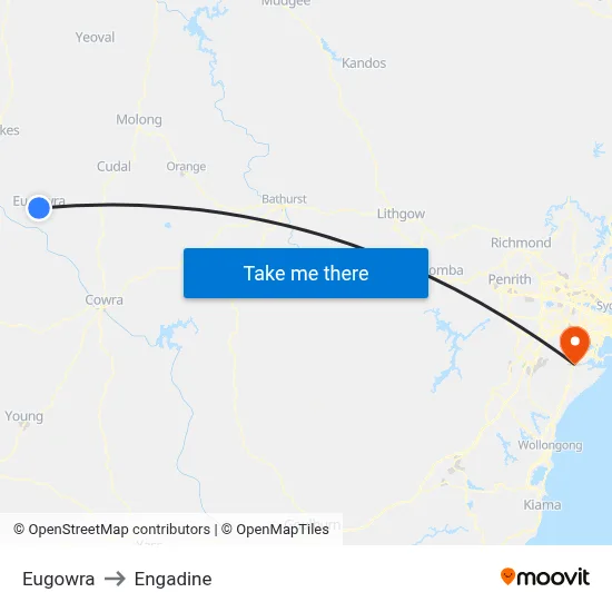 Eugowra to Engadine map