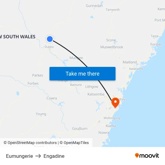 Eumungerie to Engadine map