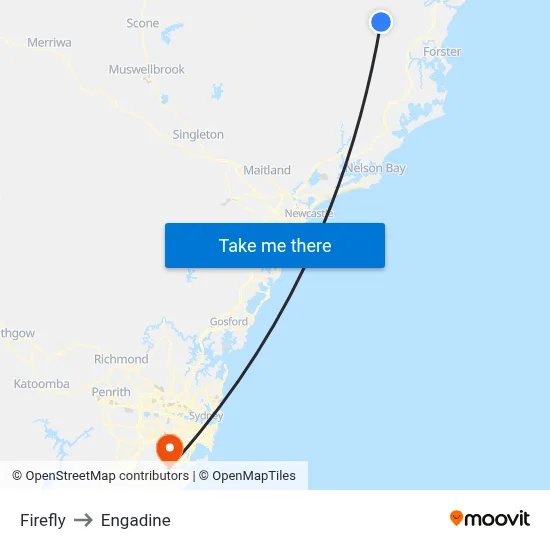 Firefly to Engadine map
