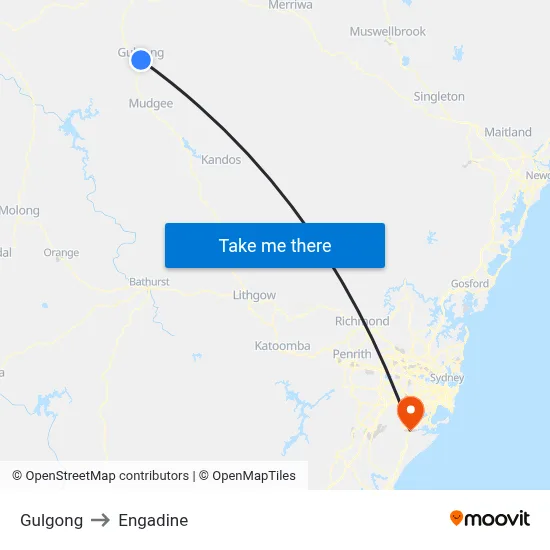 Gulgong to Engadine map