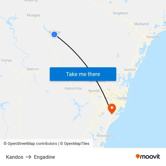 Kandos to Engadine map