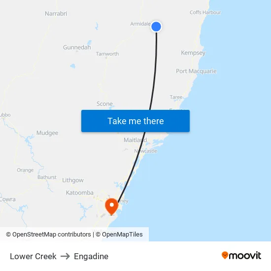 Lower Creek to Engadine map