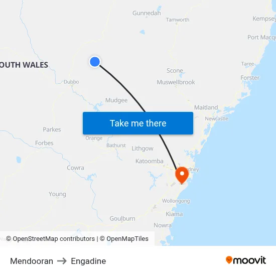 Mendooran to Engadine map