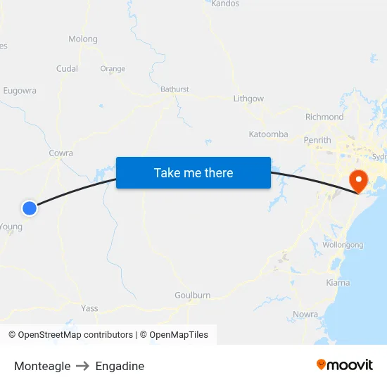 Monteagle to Engadine map
