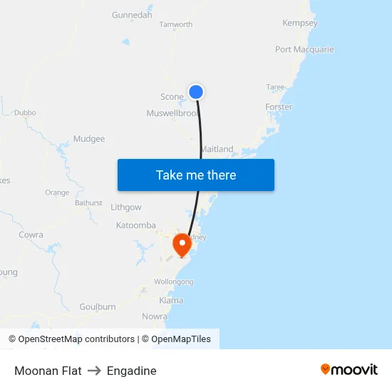 Moonan Flat to Engadine map