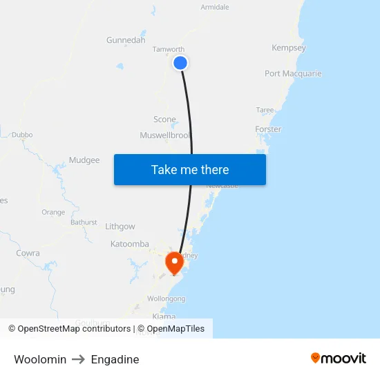 Woolomin to Engadine map