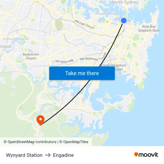 Wynyard Station to Engadine map