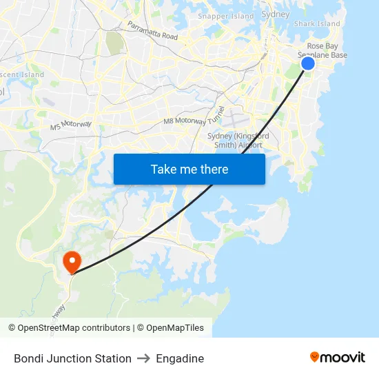Bondi Junction Station to Engadine map