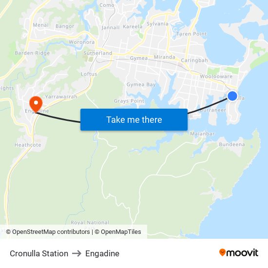 Cronulla Station to Engadine map