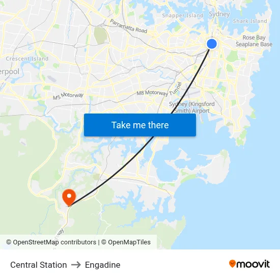 Central Station to Engadine map