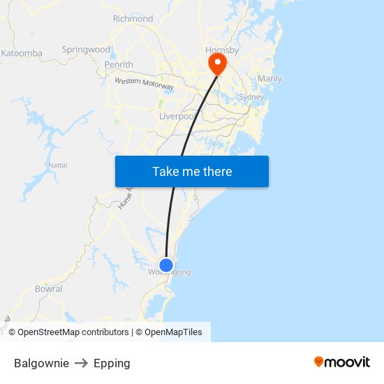 Balgownie to Epping map