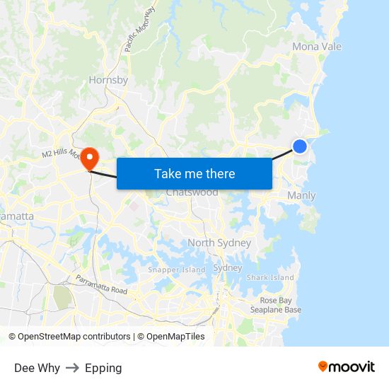 Dee Why to Epping map