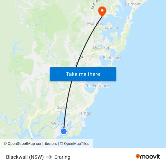 Blackwall (NSW) to Eraring map