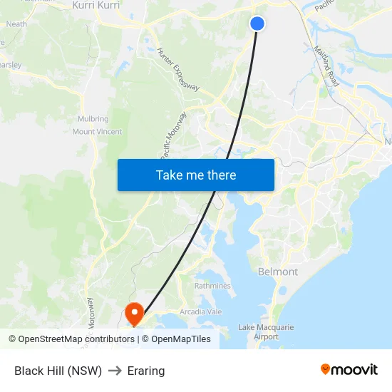 Black Hill (NSW) to Eraring map