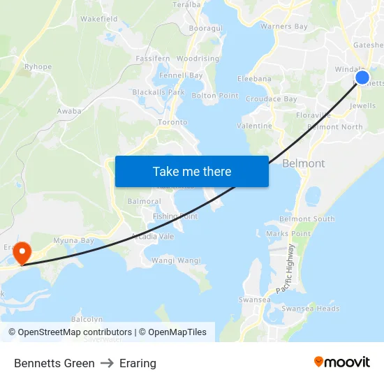 Bennetts Green to Eraring map