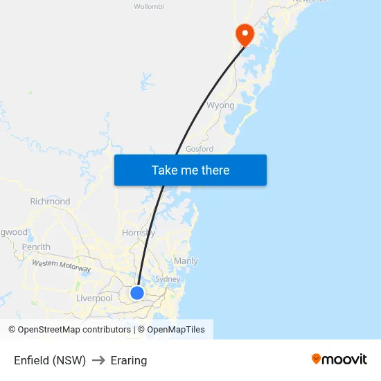 Enfield (NSW) to Eraring map
