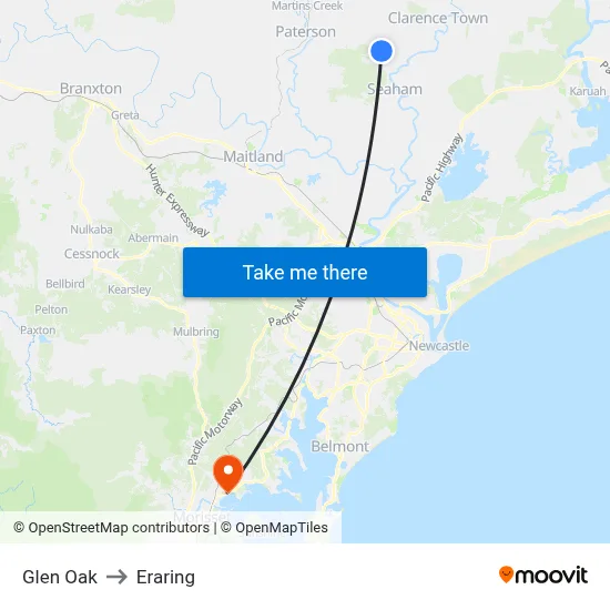 Glen Oak to Eraring map