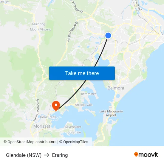 Glendale (NSW) to Eraring map
