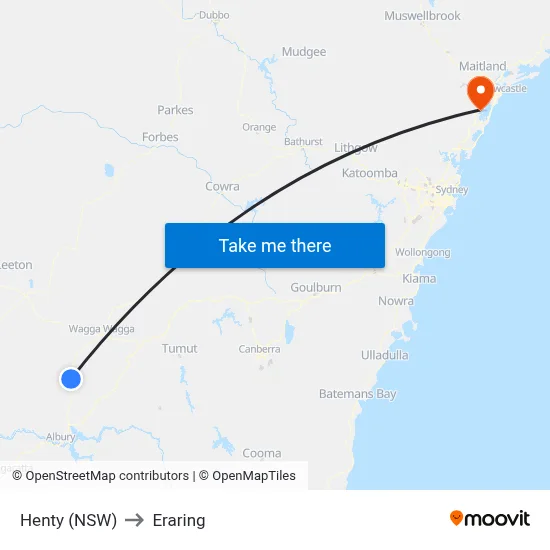 Henty (NSW) to Eraring map