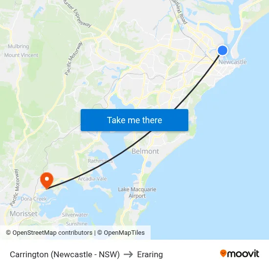 Carrington (Newcastle - NSW) to Eraring map