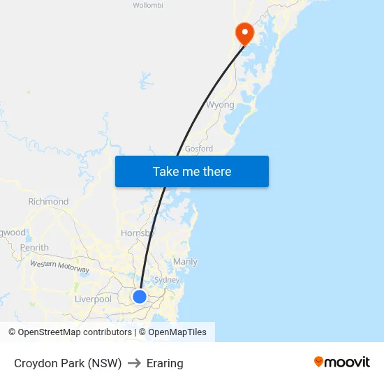 Croydon Park (NSW) to Eraring map