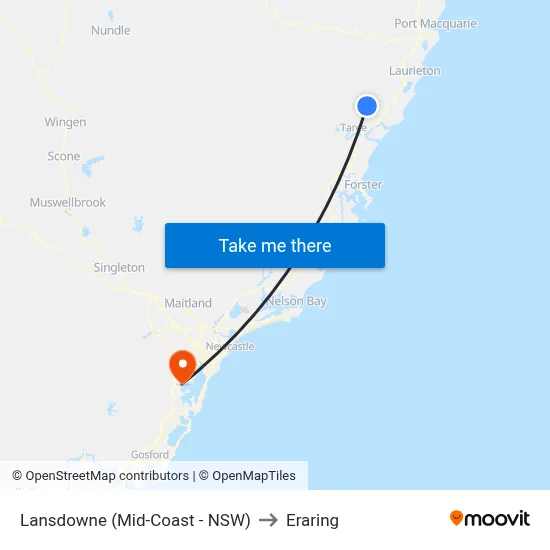 Lansdowne (Mid-Coast - NSW) to Eraring map