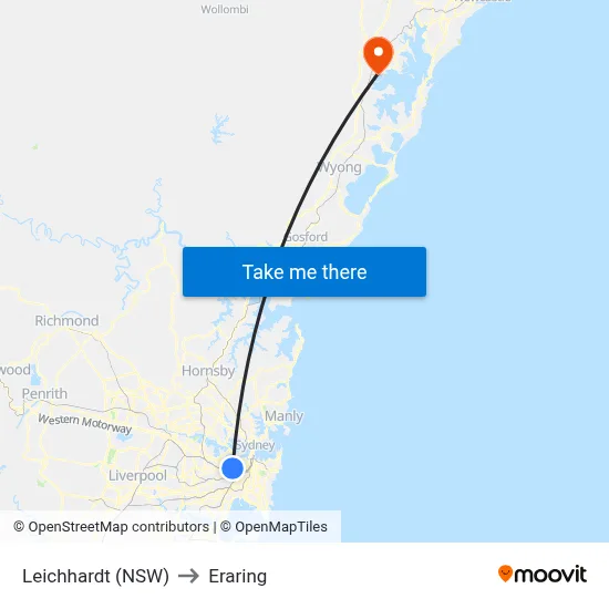 Leichhardt (NSW) to Eraring map