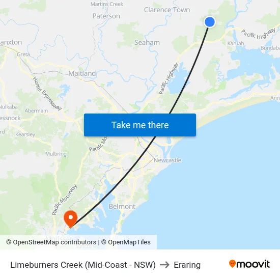 Limeburners Creek (Mid-Coast - NSW) to Eraring map
