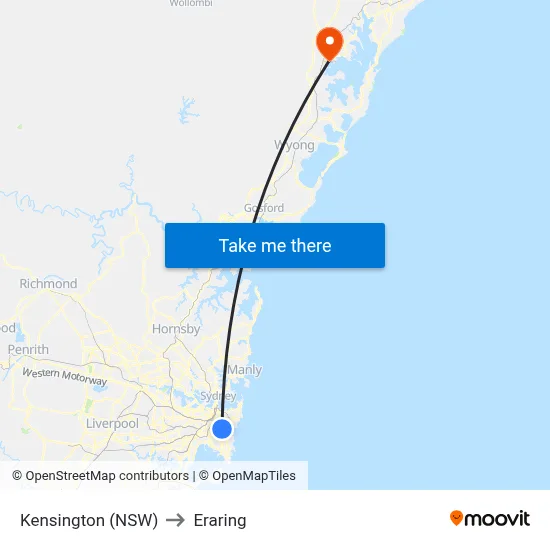 Kensington (NSW) to Eraring map