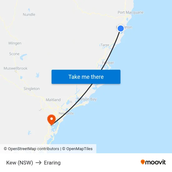 Kew (NSW) to Eraring map
