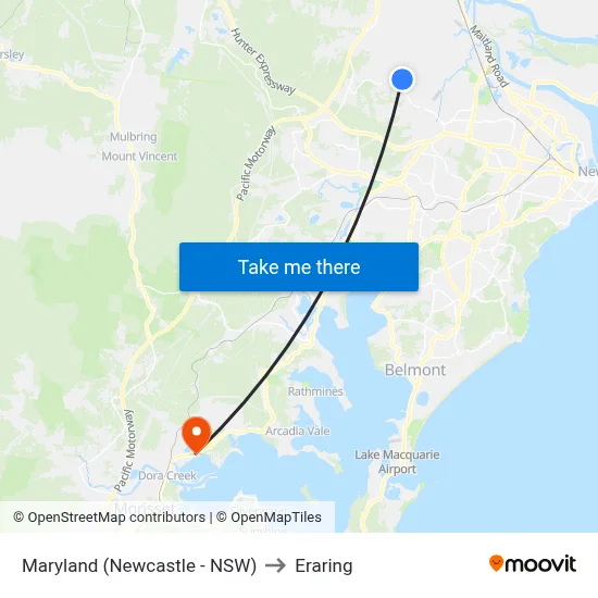 Maryland (Newcastle - NSW) to Eraring map