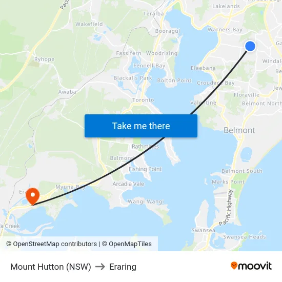 Mount Hutton (NSW) to Eraring map