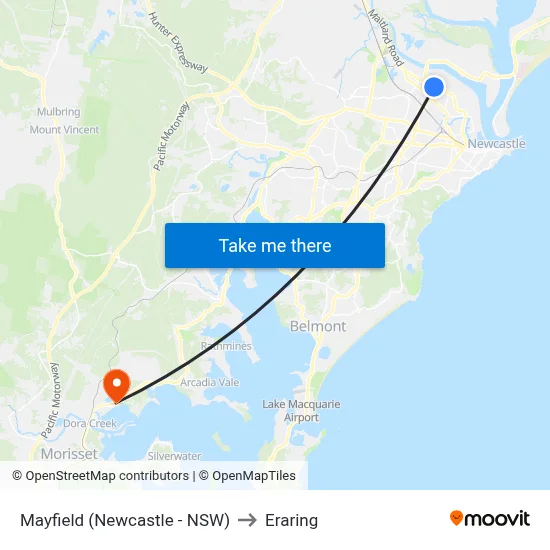 Mayfield (Newcastle - NSW) to Eraring map