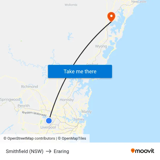 Smithfield (NSW) to Eraring map