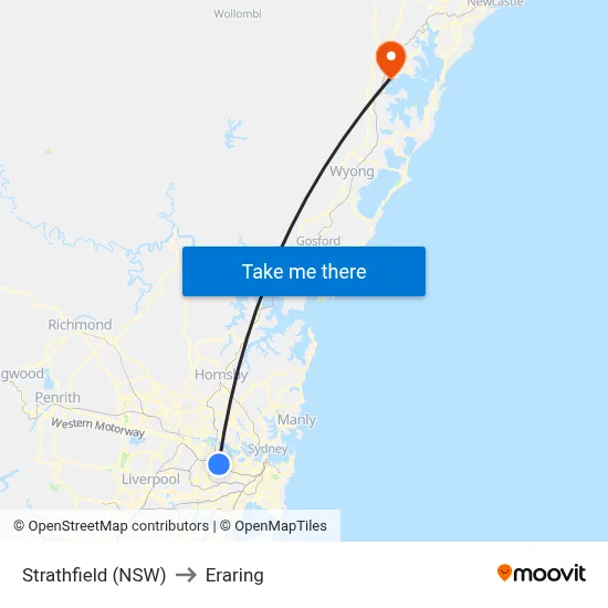 Strathfield (NSW) to Eraring map