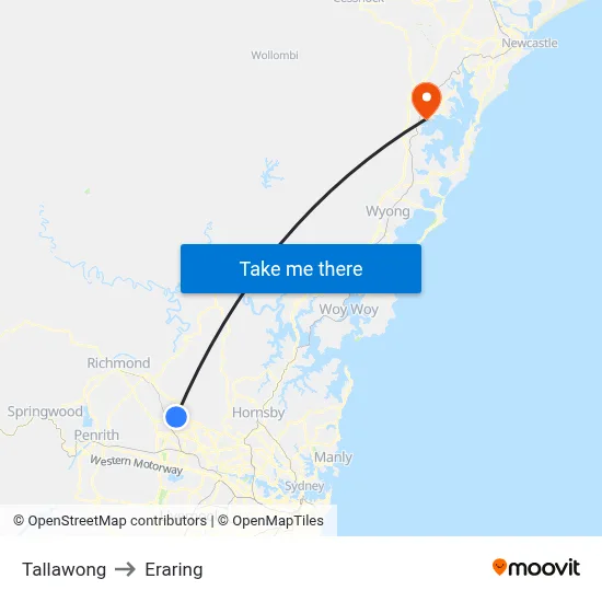 Tallawong to Eraring map