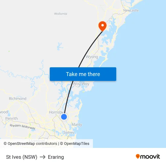 St Ives (NSW) to Eraring map
