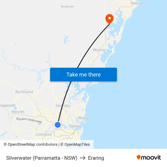 Silverwater (Parramatta - NSW) to Eraring map