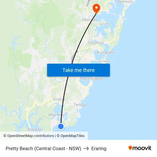 Pretty Beach (Central Coast - NSW) to Eraring map