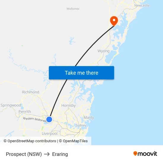 Prospect (NSW) to Eraring map