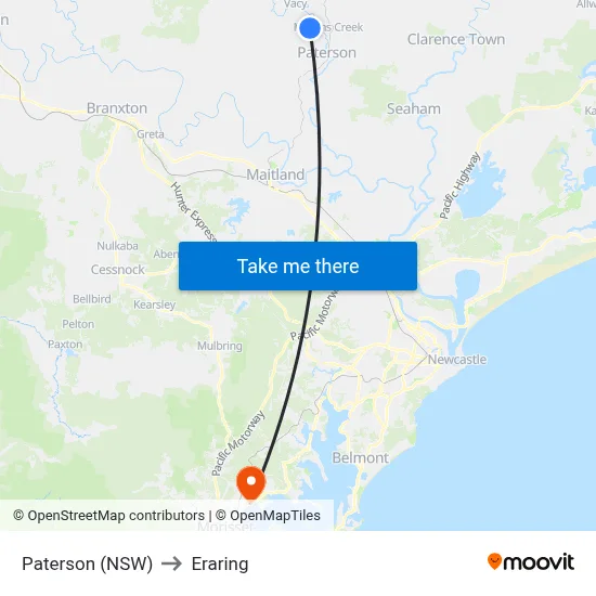 Paterson (NSW) to Eraring map