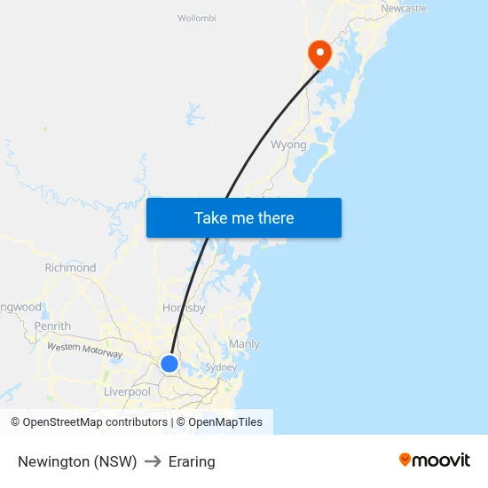 Newington (NSW) to Eraring map